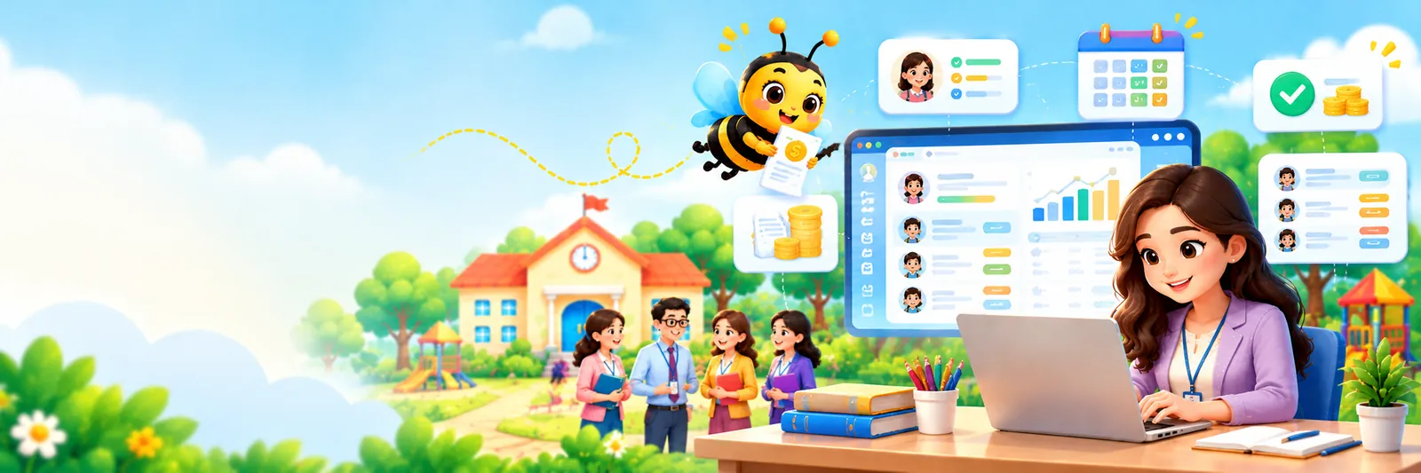 Administrator reviewing staff payment history in SchoolBee